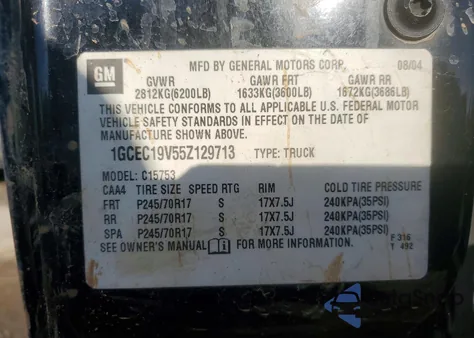 2005 Chevrolet Silverado C1500 z USA, uszkodzony, nr VIN 1GCEC19V55Z129713